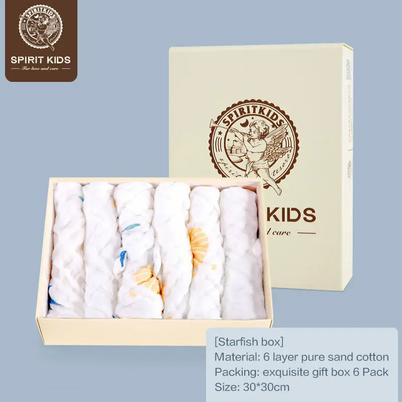 SpiritKids Baby 6 шт. полотенце хлопок пряжа платок мягкая текстура новорожденных детские полотенца ультра сильное водопоглощение