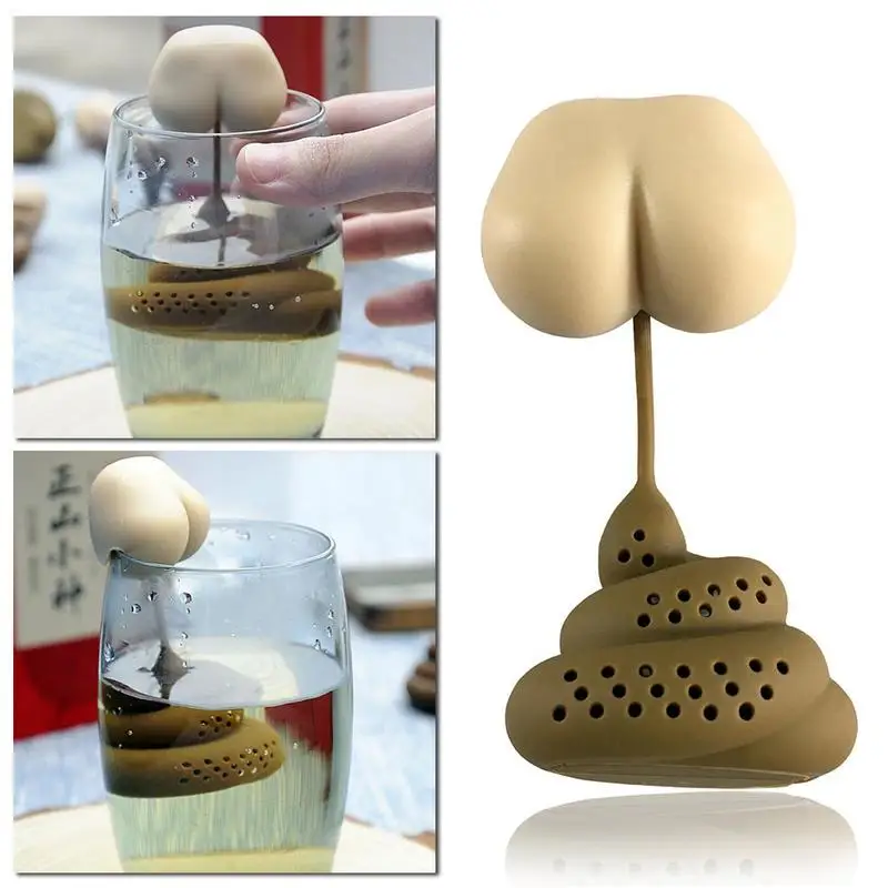 

Reusable Silicone Tea Infuser Creative Poop Shaped Funny Herbal Tea Bag Coffee Filter Diffuser Strainer Tea Accessories