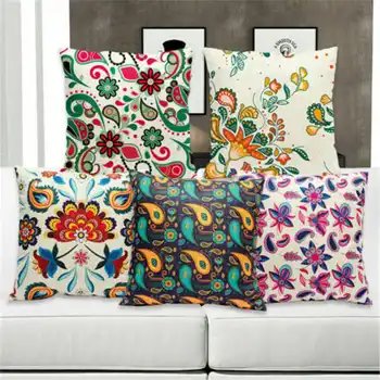 

Beautiful Flowers Pattern Pillow Case Throw Pillowcase Cotton Linen Printed Pillow Covers Office for Home Textile