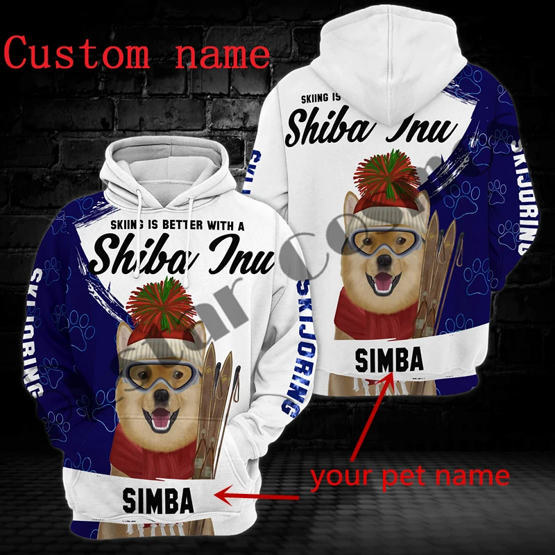 

PLstar Cosmos 3Dprinted Newest Skiing Dog Lover Pet Custom Name Harajuku Casual Streetwear Unique Unisex Hoodies/Sweatshirt/Zip