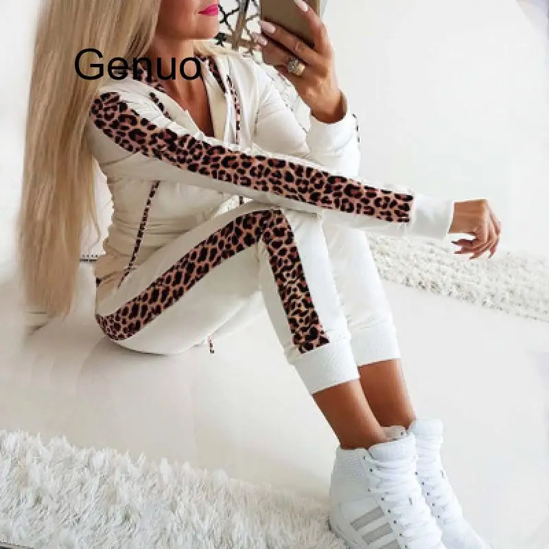 2Pcs Set Women Sport Tracksuit Zipper Hoodies Sweatshirt Pants Set Jogger Sport Wear Ladies Casual Sweat Autumn Streetwear Suit