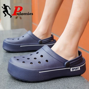 

PULOMIES Summer Men and Women Sandals Men Slippers Casual Home Slippers Chunky Platform Clogs Couple Garden Shoes Beach Sandals