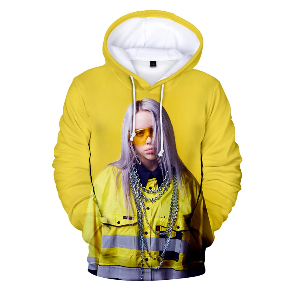 Популярная Толстовка Billie Eilish с 3D рисунком для мужчин и женщин; модные толстовки для мальчиков и девочек; Повседневный детский белый пуловер с 3D рисунком