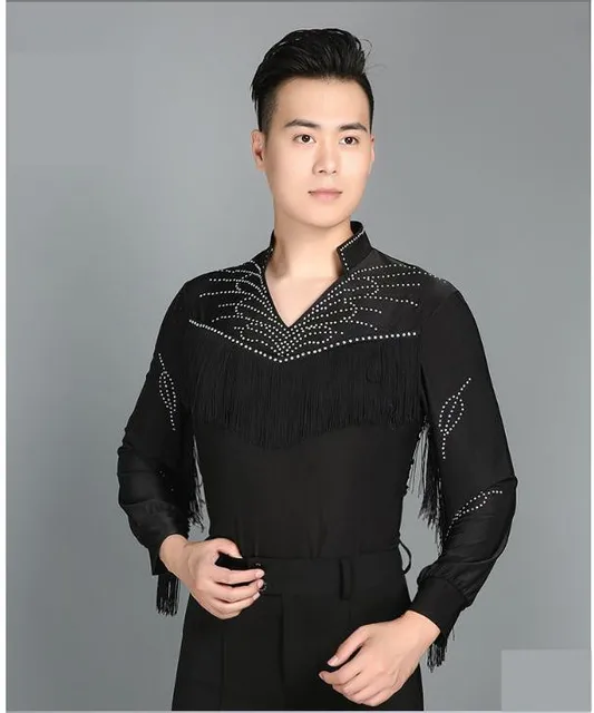 New Men Black Dance Shirt Competition Performance Ballroom Modern Salsa  Tango Samba Latin Top Men Latin Shirts Boys Dancewear - Latin - AliExpress