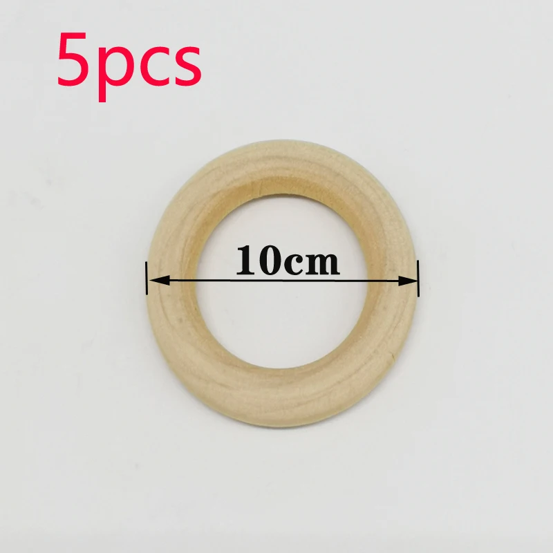 Natural Wood Teething Beads Wooden Ring Stick Children Kids DIY Wooden Jewelry Making Crafts Dreamcatcher Macrame Accessories - Цвет: 5pcs 100mm