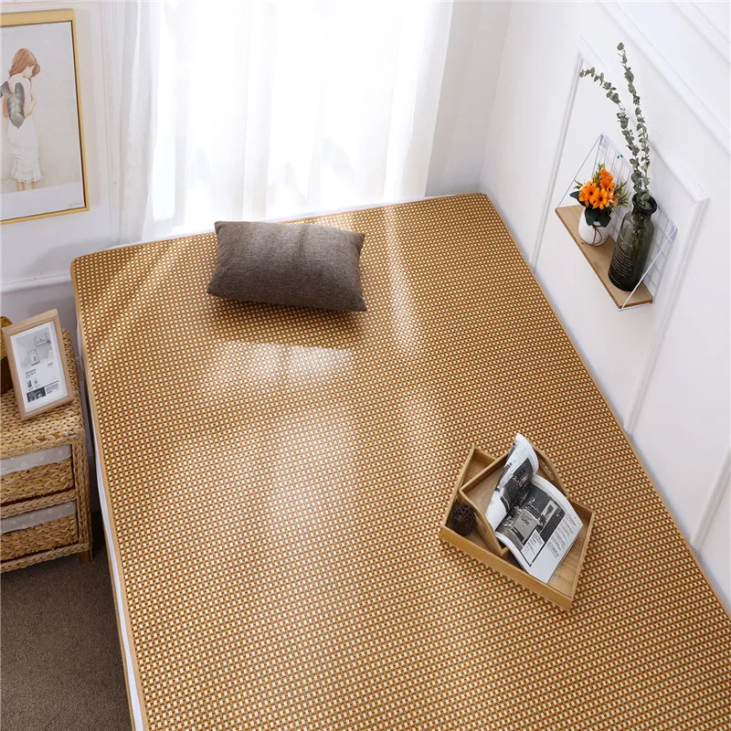 Alfombra plegable para el suelo, Tatami japonés de ratán para dormir,  colchón de verano para estudiantes, siesta por la tarde - AliExpress