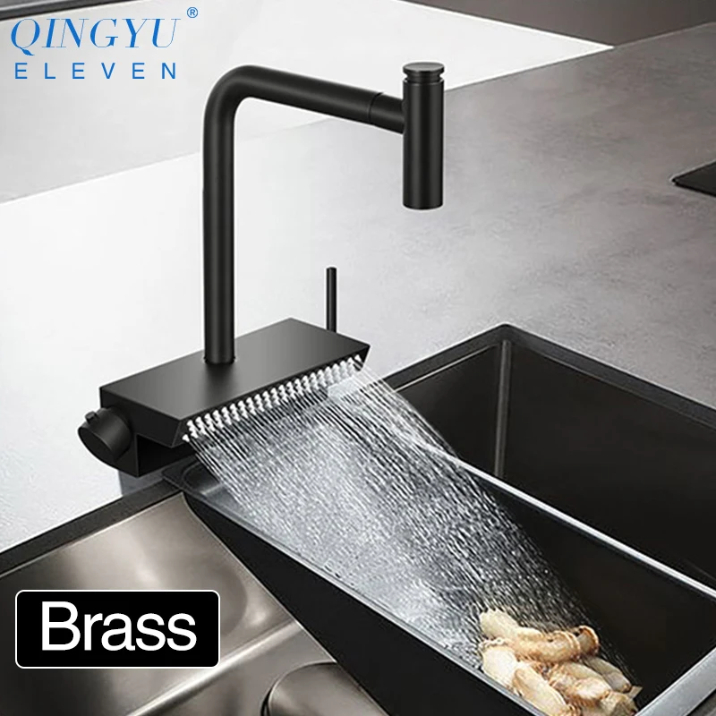 Details about   Tap Sink Faucet Hot Cold Waterfall Mixer Spout Deck Mounted Faucets For Kitchen 