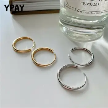 

YPAY 100% Genuine 925 Sterling Silver Hoop Earrings for Women Female Korea Simple Circle Earring Fine Party Jewelry Gifts YME758
