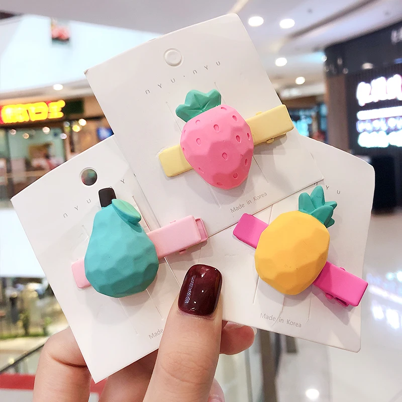 

New Girls Cute Strawberry Pineapple Pear Apple Hairpins Kids Sweet Headband Hair Clip Barrette Children Kid Hair Accessories