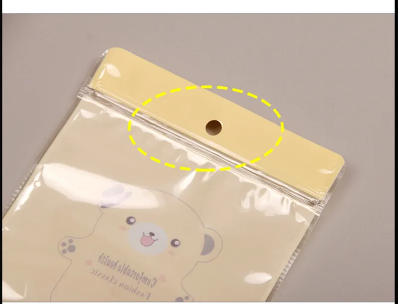 100pcs High quality cartoon creative sock stockings packaging bags child accessories zip lock plastic storage bag with handle