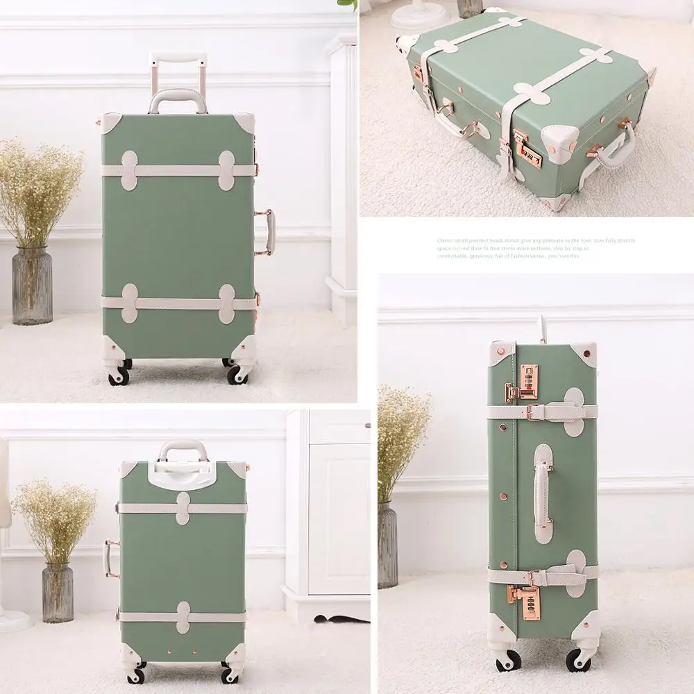 2" 22" 2" 26" Drawbars& PU кожаный чемодан в стиле ретро устойчивый к царапинам Дорожный чемодан-Тележка Сумки для багажа на колесах