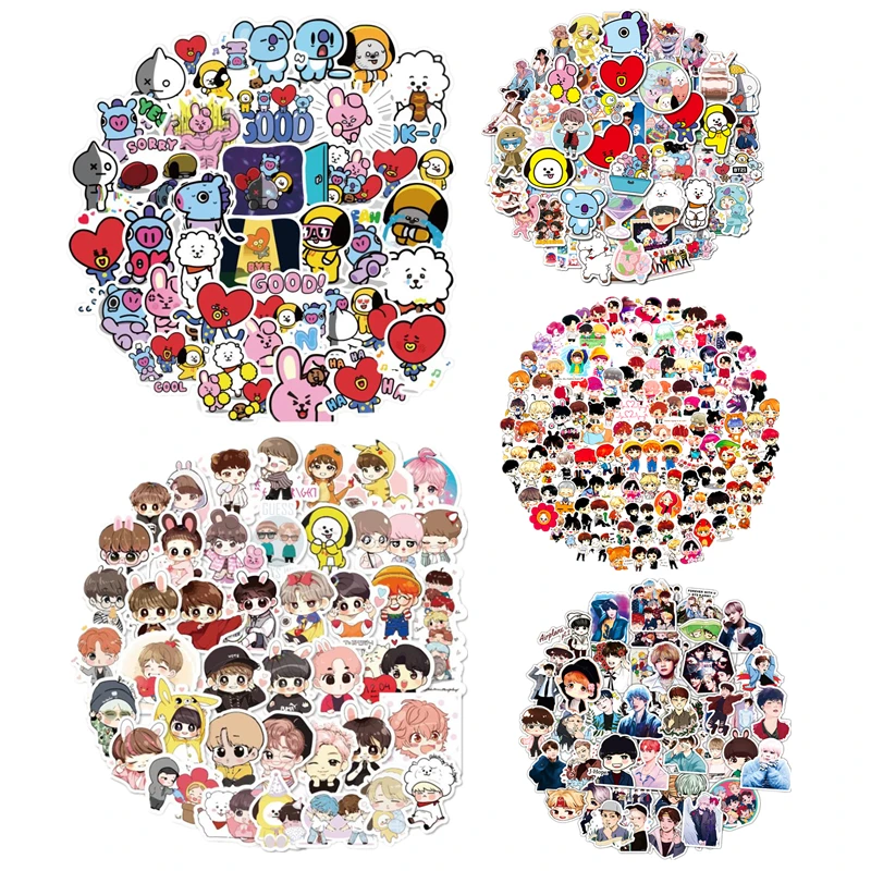 Many Styles Cartoon Kpop Stickers PVC Naklejki Waterproof Pull Rod Boxes Pegatinas For Motorcycles Cars Graffiti BTSSticker | Игрушки и