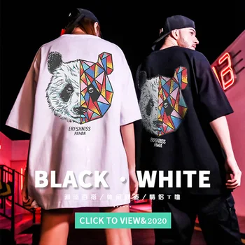 

Summer Short Sleeves Harajuku Korea Black White T-shirt Streetwear One Piece Hip Hop Rock Punk Men Top Tees Tshirt Clothes