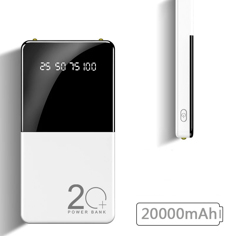 Внешний аккумулятор power Bank 20000 мАч с ЖК-дисплеем, портативное зарядное устройство для мобильного телефона Xiaomi iPhone