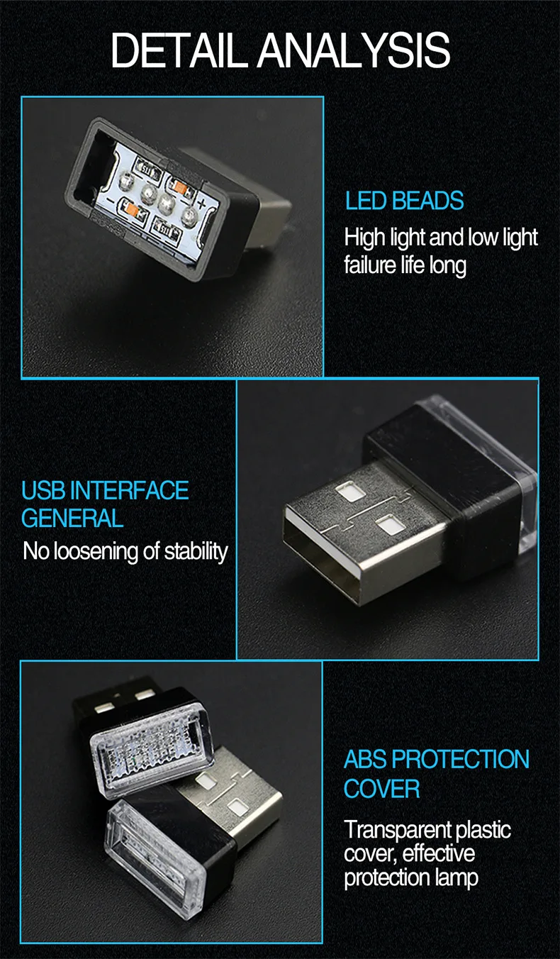 1 шт. мини-usb, лампа светодиодный моделирование автомобиля атмосферный окружающий свет неоновый внутренний свет авто Ювелирные изделия 7 цветов декоративные огни лампы