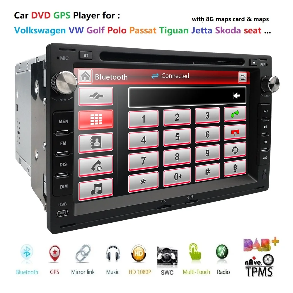 2 DIN мультимедийный автомобильный радиоприемник стерео плеер GPS DVD для VW B5 MK4 MK5 Jetta