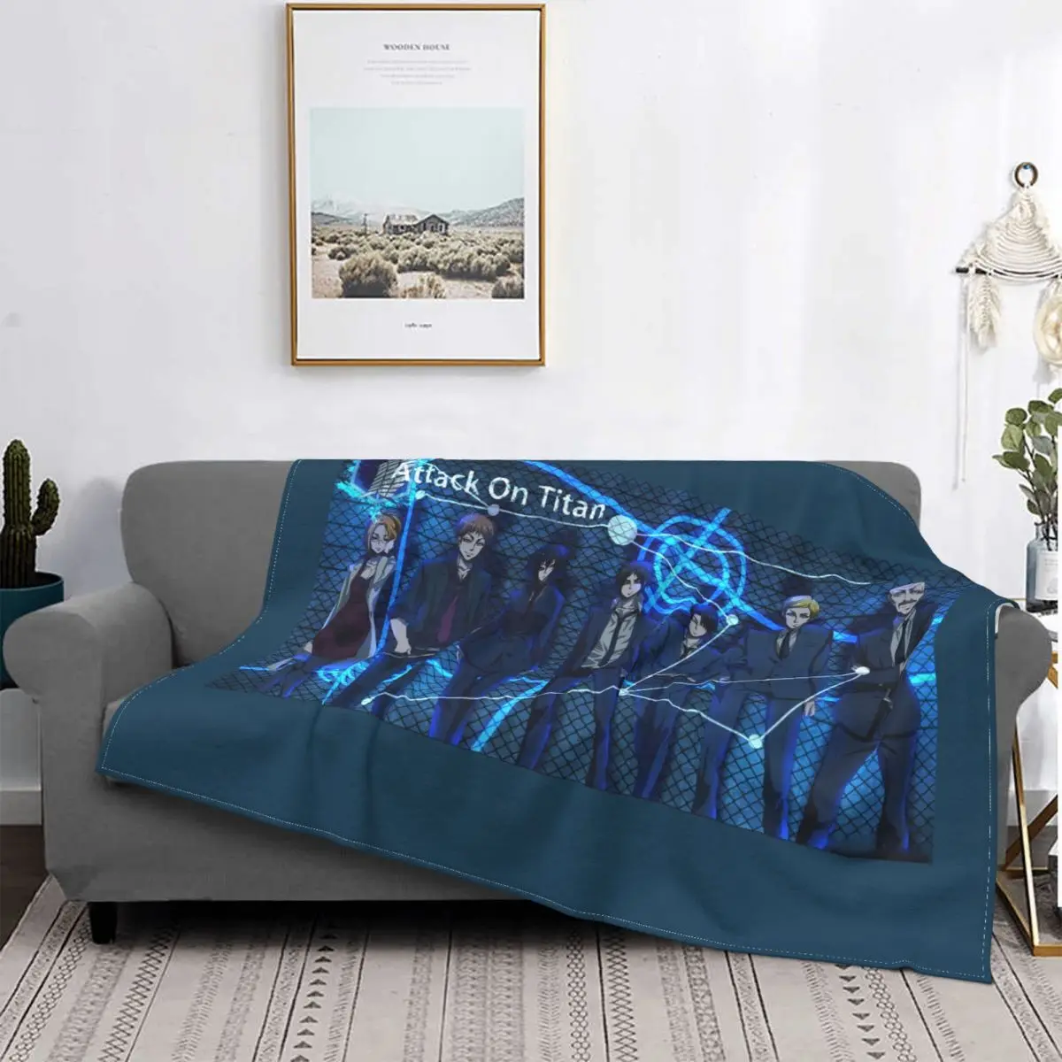 Manta de forro polar Shingeki No Kyojin Attack on Titan AOT estética japonesa Anime Ackerman Eren Levi para sofá casa | Дом и сад