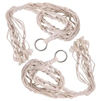 

WSFS Hot 2PC Macrame Plants Hanger Hook 4 Legs Retro Flower Pot Hanging Rope Holder String Home Garden Balcony Decoration Wall A