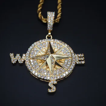 

Men Ice Out Trendy Pendant Necklace Crystal Cubic Zirconia 4mm Tennis Chain Hip Hop Stainless Steel Gold Luxury Necklace Jewelry