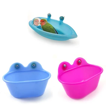 

New Bird Toys Parrot Bathtub with Mirror for Small Bird and Small Parrot Bath Cleaning Supplies