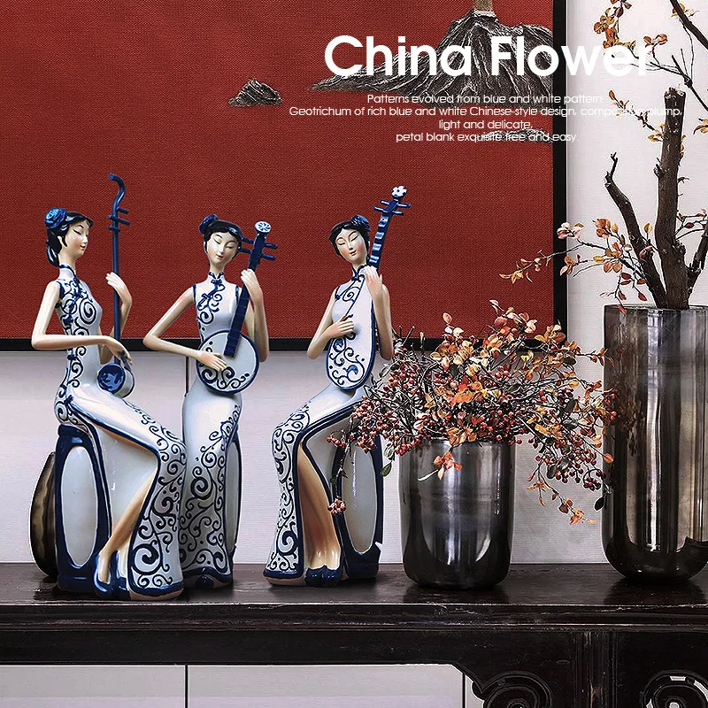 Смола ремесла песня и танец музыкальный инструмент дамы Платина Cheongsam
