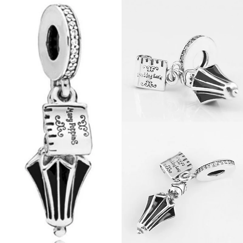 Волшебные бусины Зонтики из серебра 925 пробы подвеска для шармов браслетов