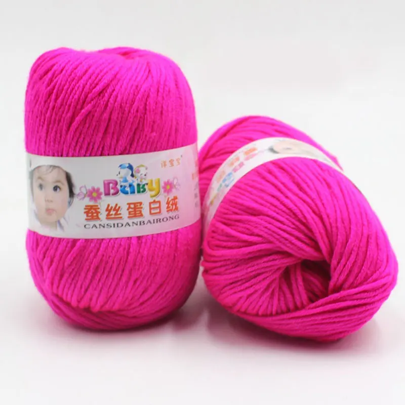 rose red Pure Worsted Warm Silk Wool Cashmere Fibe Baby Skein Knitting Woolen Yarn 50g - Цвет: rose red