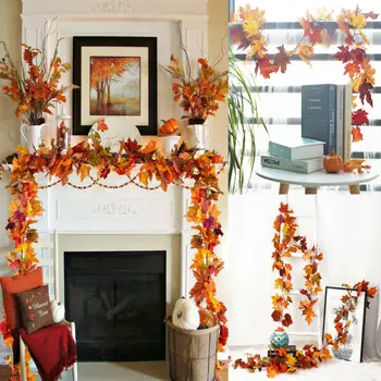

1.7M Artificial Autumn Fall Maple Leaves Garland Hanging Plant Home Party Decor