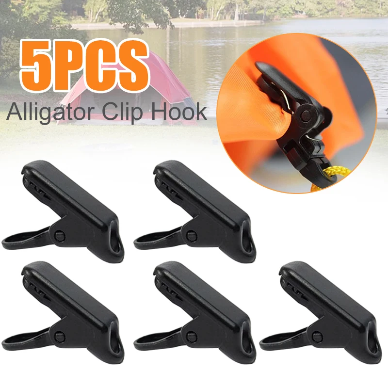 

5pcs Plastic Tent Accessories Alligator Clip Hook Awning Wind Rope Clamp Awnings Clip Tent Fixed Clamp for Outdoor Camping Tent