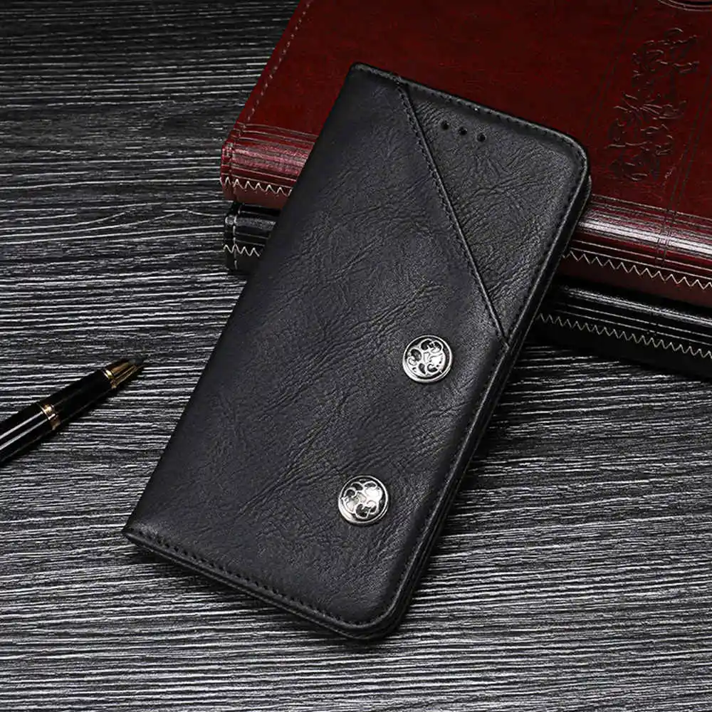 Чехол-книжка для Blackview S8 с магнитной застежкой отделениями карт в стиле ретро
