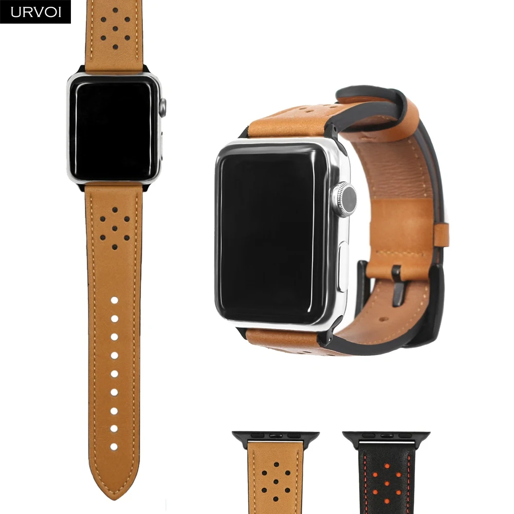 URVOI кожаный ремешок для apple watch series 5 4 3 2 1 iwatch 44 мм 42 сменный мягкий | Наручные часы