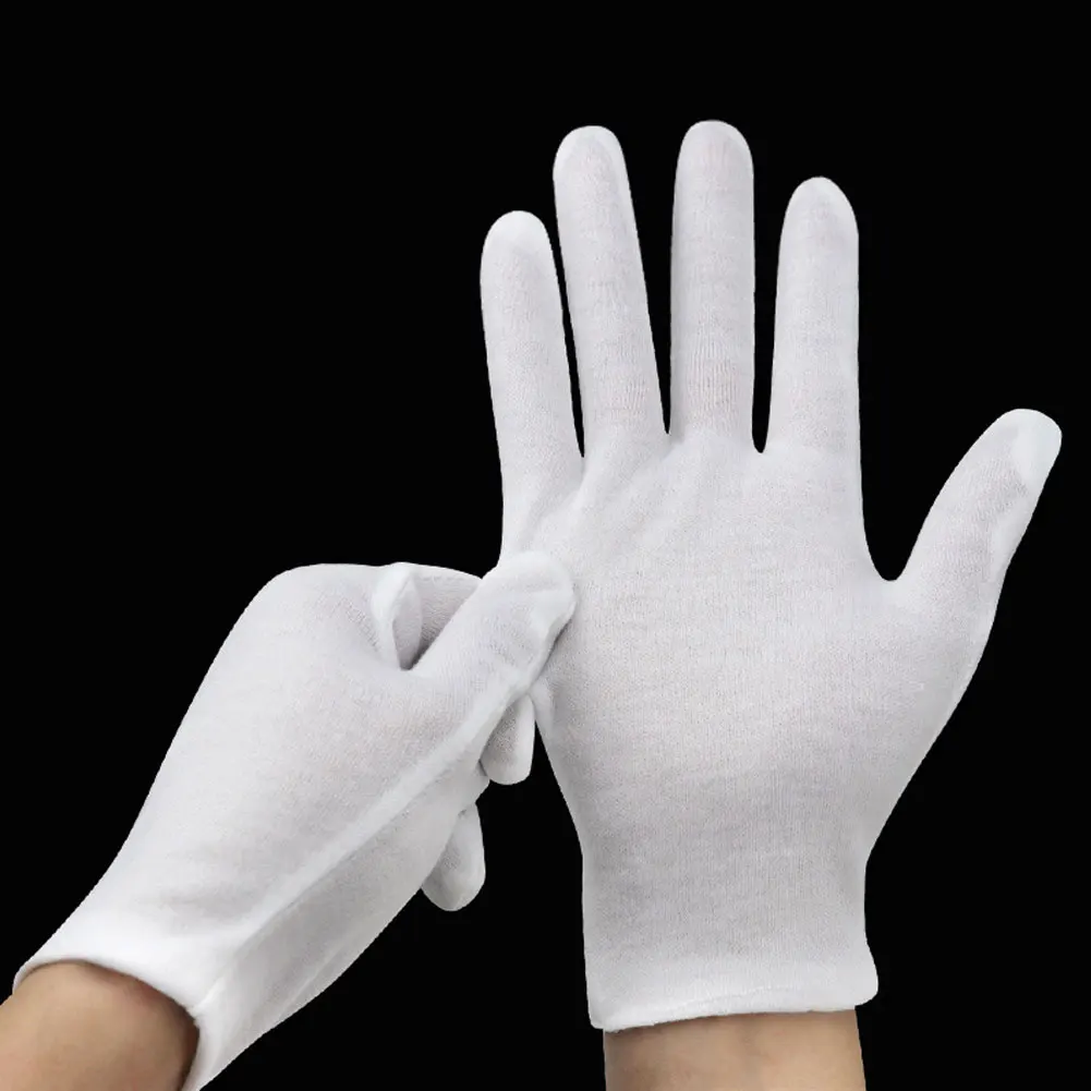 6 пар/Мешок Белый хлопок инспекционные рабочие перчатки для женщин и мужчин бытовые перчатки ювелирные изделия с чеканкой легкие перчатки