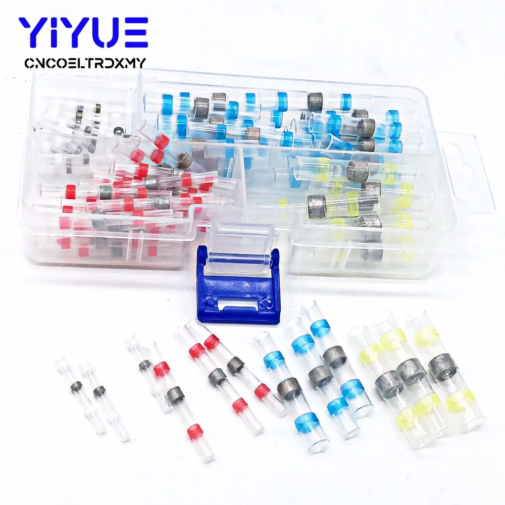100PCS Electrical Wire Connectors Insulated Solder Sleeve Tube Heat Shrink Sorder Terminal Waterproof Butt Connectors