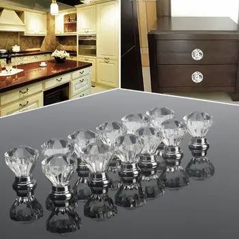 

12pcs Clear Acrylic 30mm Diamond Shape Knob Cupboard Drawer Pull Handle Knobs Brand New Knobs and Kandles for Furniture Drawers