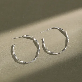 

YPAY 100% Genuine 925 Sterling Silver Stud Earrings for Women Ladies Korea INS Mobius Round Circle Earring Fine Jewelry YME794