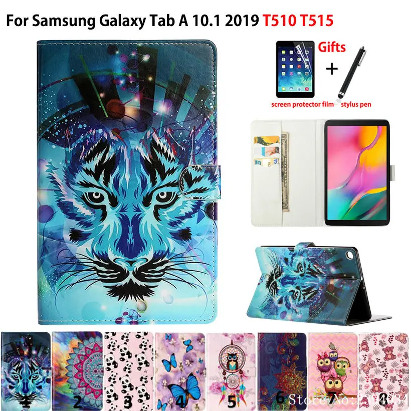 

Slim Painted Case For Samsung Galaxy Tab A 10.1 2019 T510 T515 SM-T510 SM-T515 Cover Funda Tablet Children's Stnad Skin +Gift