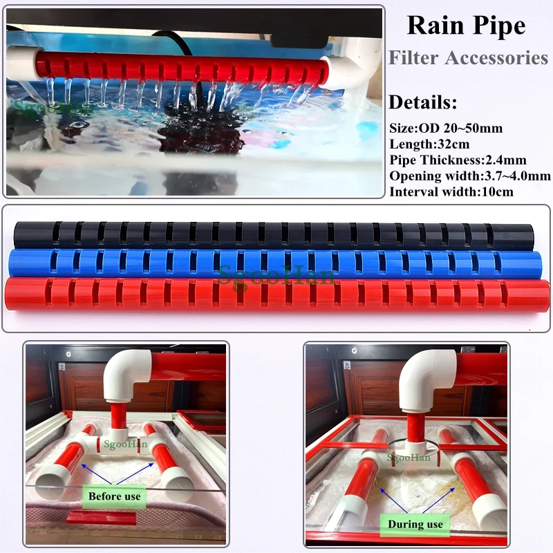 1pc OD 20~50mm UPVC Rain Pipe Filter Accessories Aquarium Fish Tank Drip Water Tube Watering Drain Deluge 32cm in Length | Дом и сад