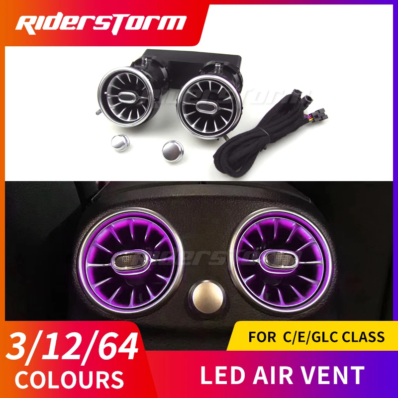 

For mercedes rear seat led air vent for C GLC E class W205 X253 W213 air condition interior atmosphere light car accessories