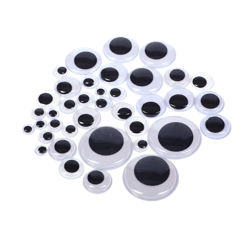 100Ps Moveable Self Adhesive Googly Wiggly Eyes 6/8/10/12/15mm Mixed for Toys Dolls DIY Crafts Accessory Eyeball for Scrapbook doll eyes,googly doll eyes,plastic toy eyes