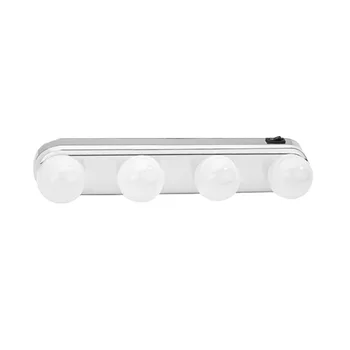 

4 Bulbs Portable Cosmetic Mirror Light Kit Battery Powered For Makeup Light Matel Base Portable Design Suction Cup