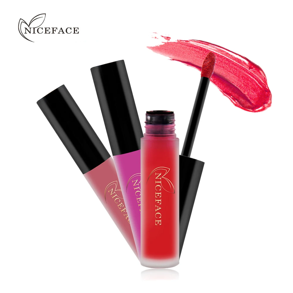 NICEFACE Hot Lip Gloss Waterproof Velvet Nude Matte Liquid Lipstick Cosmetics Lip Tint Cream Pigment Long Lasting For Lip Makeup 6