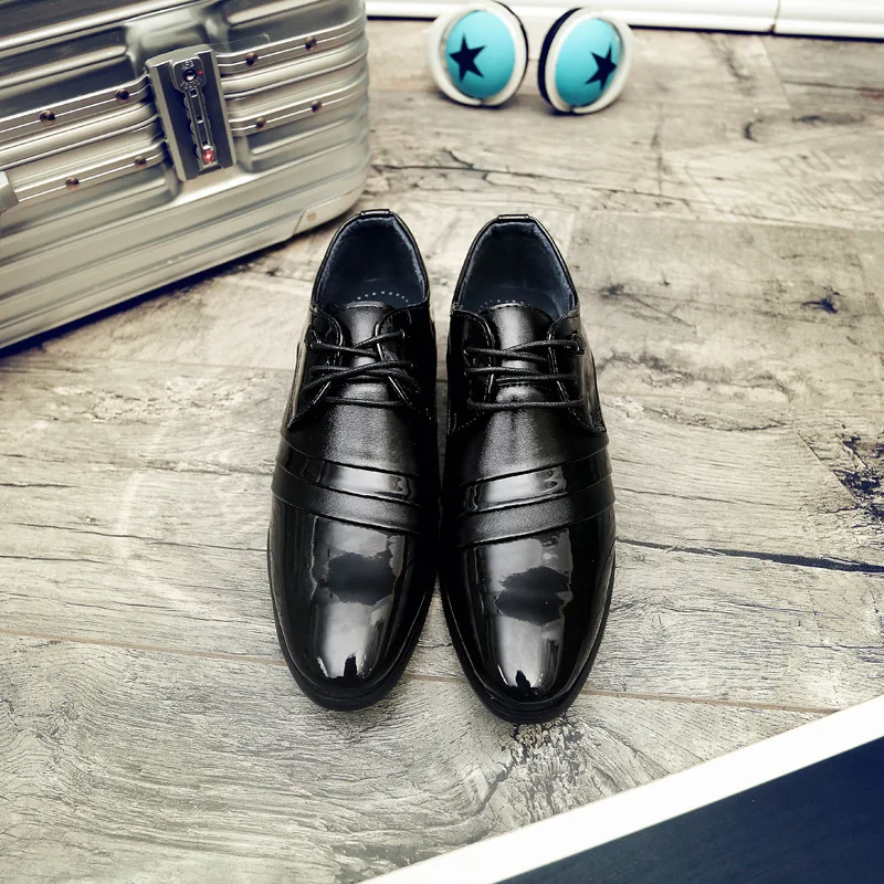 Spring Summer Men Formal Wear Business Small Leather Shoes England Black Tip Korean-style Bandage Cloth Breathable Comfortable C