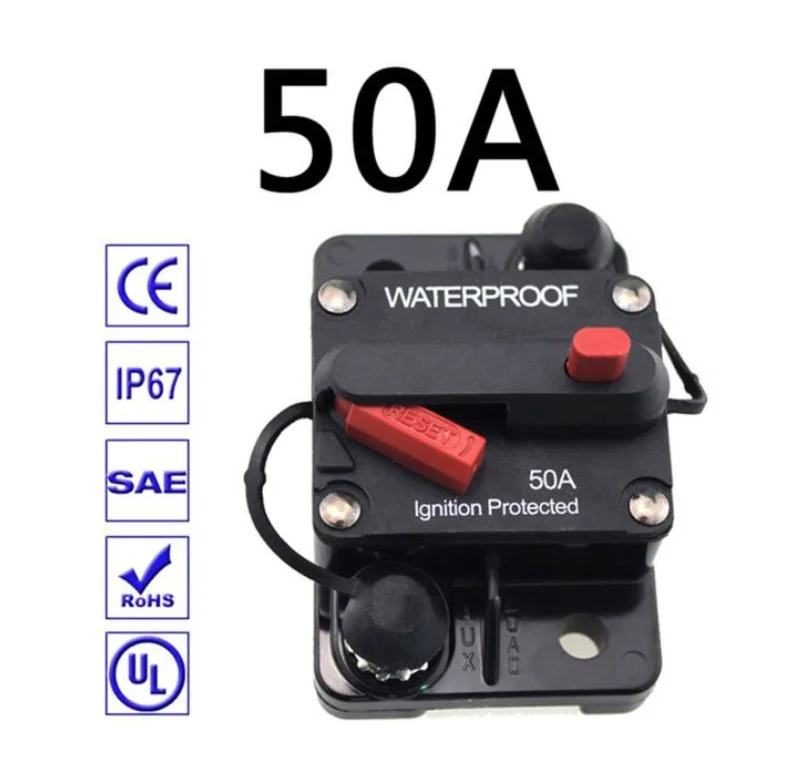 Wasserdichter 30A-300A Leistungsschalter Trolling mit manuellem Reset, Auto, Boot, manueller Stromschutz für Audiosystem-Sicherung, Auto, 12 V–48 VDC – Detail 13