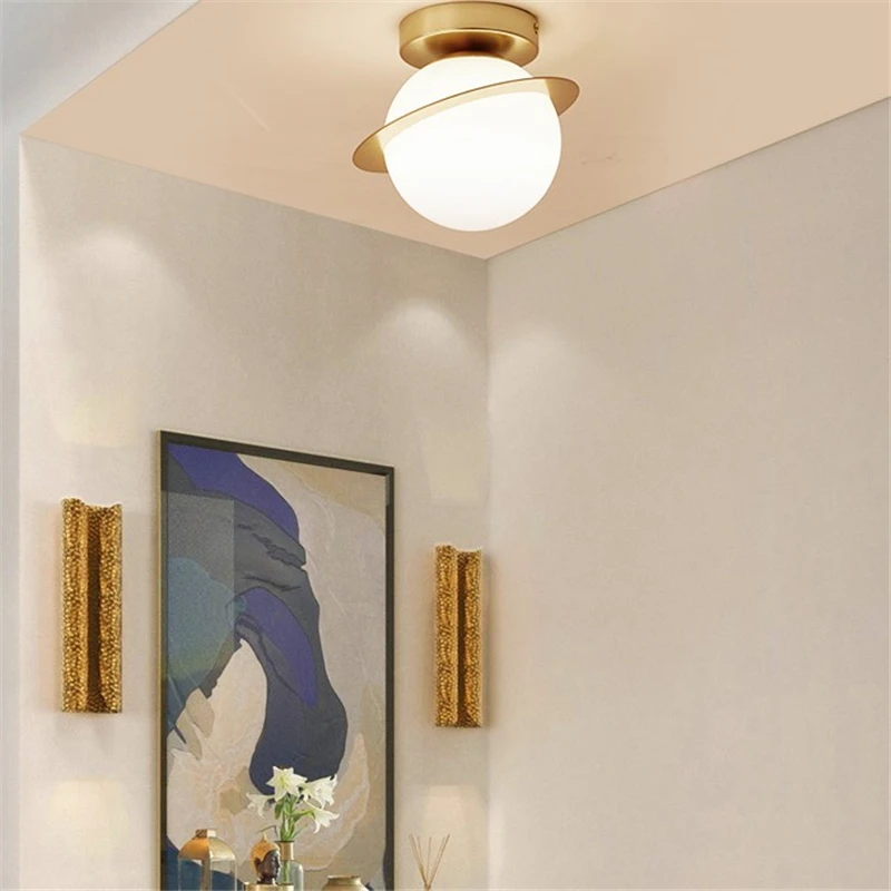 Modern Gold Glass LED Ceiling Light for Living Room Kitchen Bedroom Ceiling Lamps Indoor Home Decor Ceiling Light Fixtures