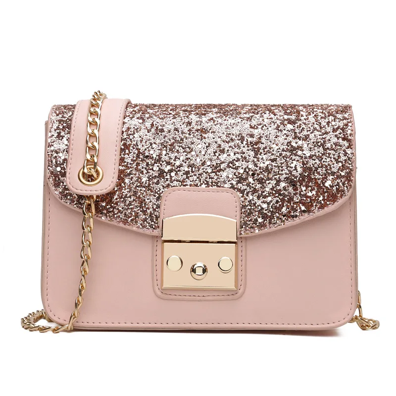 

Colorful Sequin 2019 New Style Lock Open Cover Square Sling Bag Shoulder Oblique Bag Ladies Han