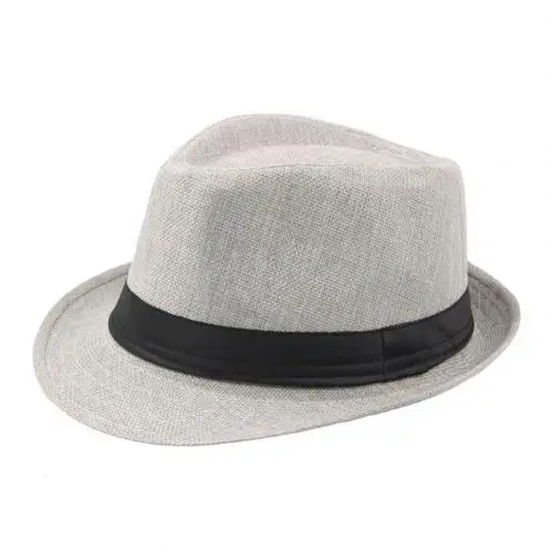 Light Gray Шапки унисекс, винтажные, мужские, женские, одноцветные, с широкими полями, твердый фетр, с широкими полями, Boater, летняя пляжная Панама - Цвет: Light Gray