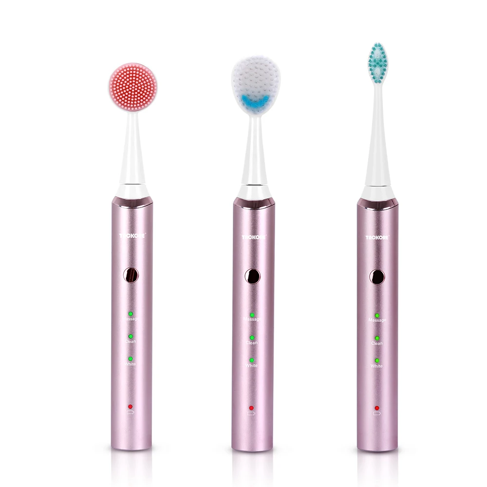 

3-in-1 3D Fuction Sonic Electric Toothbrush Silicone Facial Cleanser USB Rechargeable Tooth Brush Head Skin Face Cleaning Brush