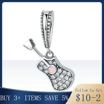 

Pandach 925 Sterling Silver Musical Instrument Popular Guitar Pendant fit Charms Bracelets Women Fashion Jewelry CMC113
