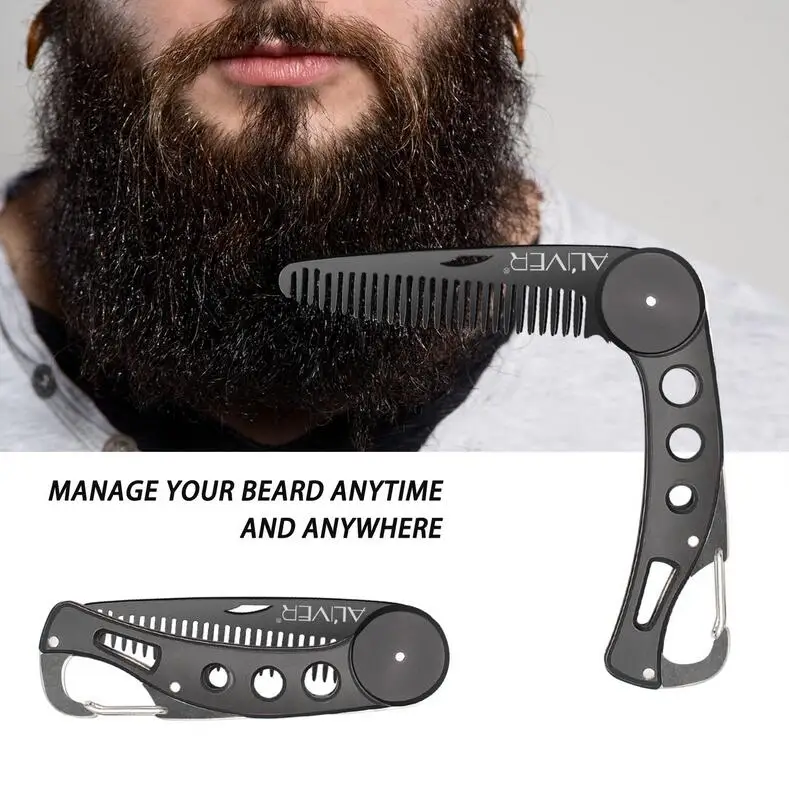 1PCS Beard Brush ALIVER 7 шт./компл. Для мужчин борода комплект инструмент для укладки волос масло для бороды гребень для бороды Bib фартуки, увлажняющий бальзам воск для укладки волос Ножницы Уход за бородой комплект - Цвет: 1PCS Beard Brush
