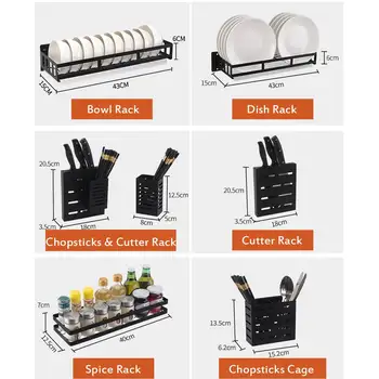 

New Kitchen Organizer Stainless Steel Wall Storage Shelf for Bowl Dish Spice Jar Rack Cabinet Shelf Bracket Holder Free Drilling